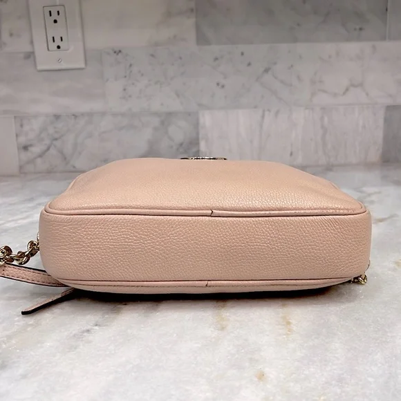 Michael Kors Blush Pebbled Leather Chain Detail Crossbody Bag - Picture 16 of 16